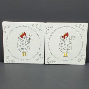 Blue Sky Clayworks Rooster Trivets Ceramic Chicken Wall Decor Plaques Tiles